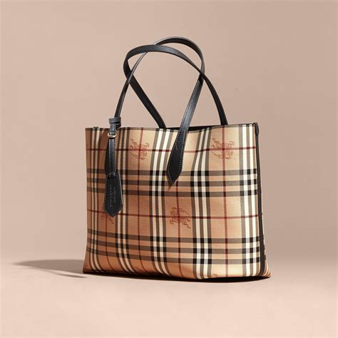 burberry black tote|Burberry check and leather tote.